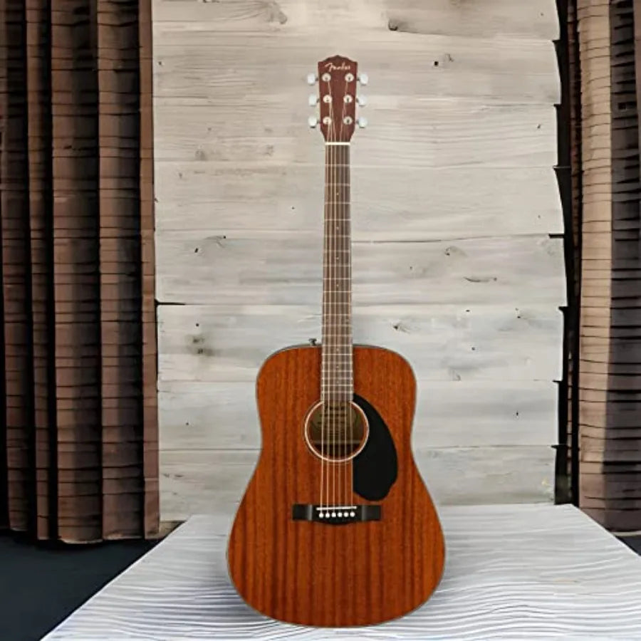 Acoustic Guitar for beginners, mahogany body and neck, walnut fingerboard, natural gloss finish, dreadnought shape, 2-year warr