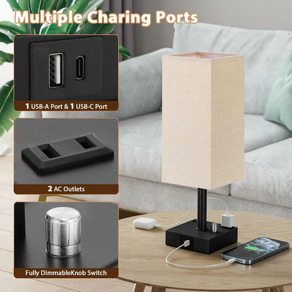 Fully Dimmable Nightstand Lamps Set of 2