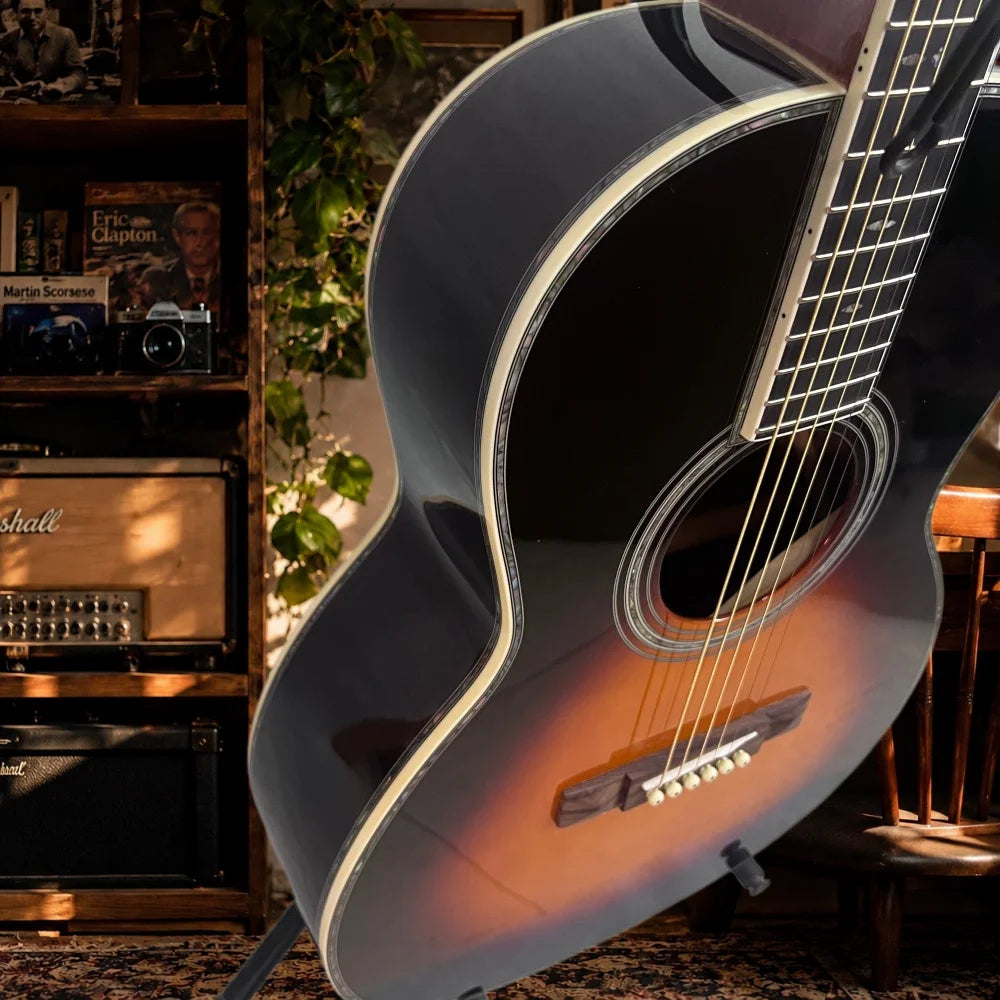 38-inch 00042 Acoustic Guitar Solid Spruce Top with Bone Nut Sunburst Color