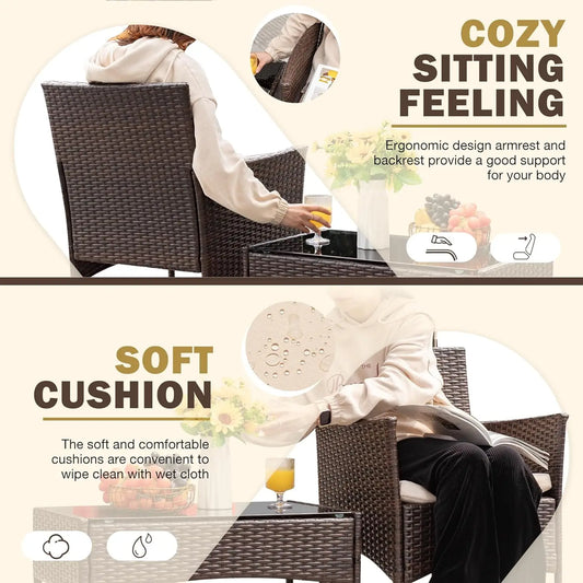 4 Pieces Rattan Outdoor Patio Furniture Set