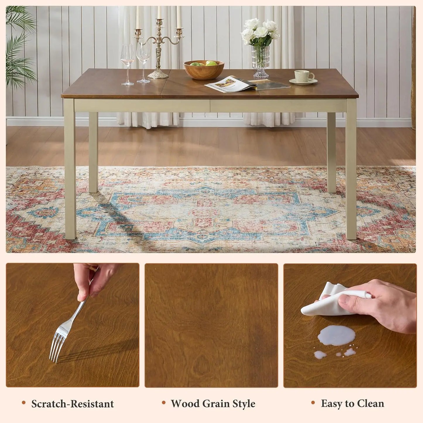 7-Piece Farmhouse Dining Table Set