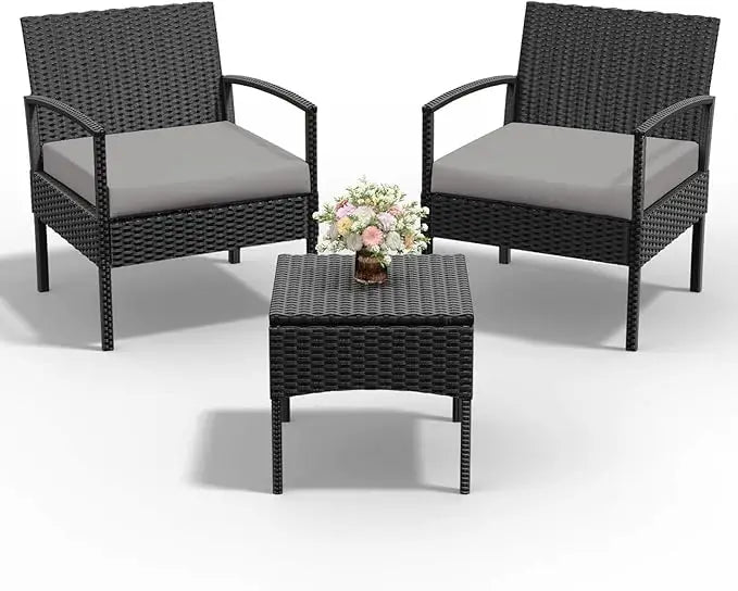 4 Piece Outdoor Wicker Patio Furniture Set