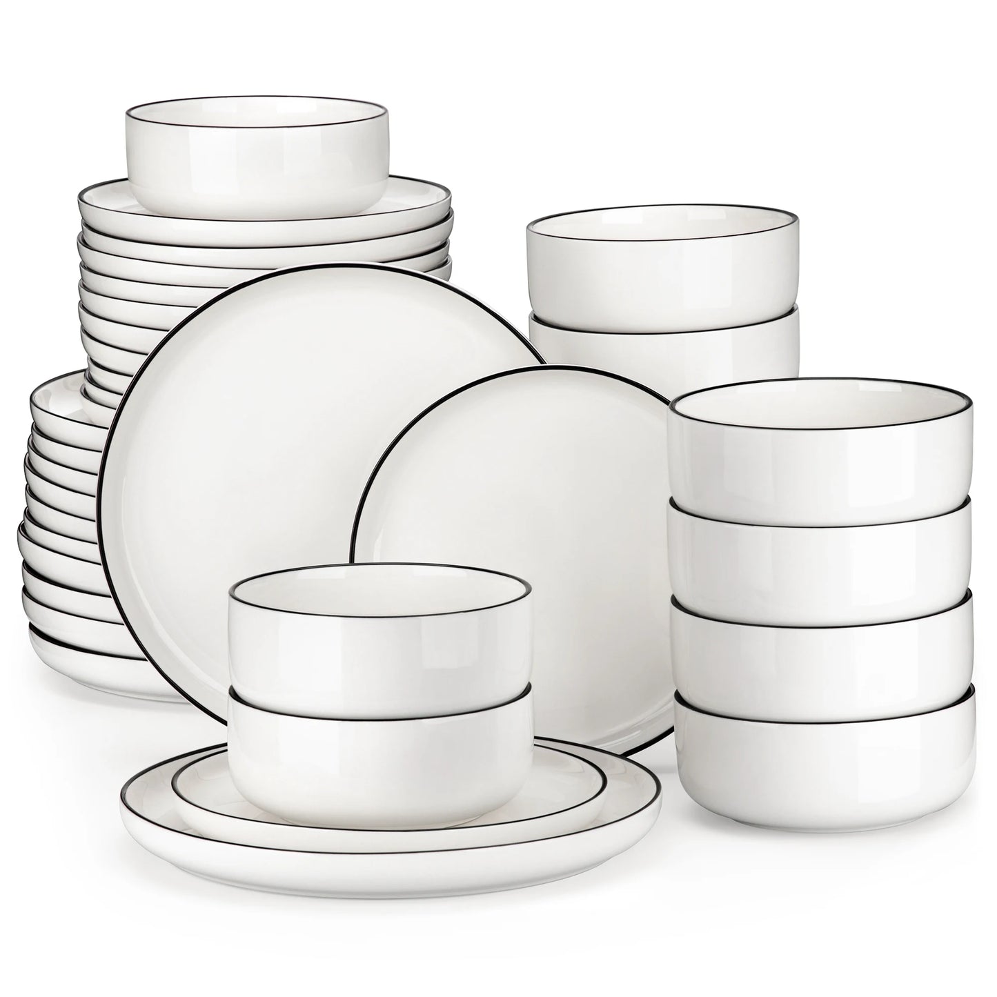 MALACASA 18/36-Piece Ceramic Set with 6/12 Pcs