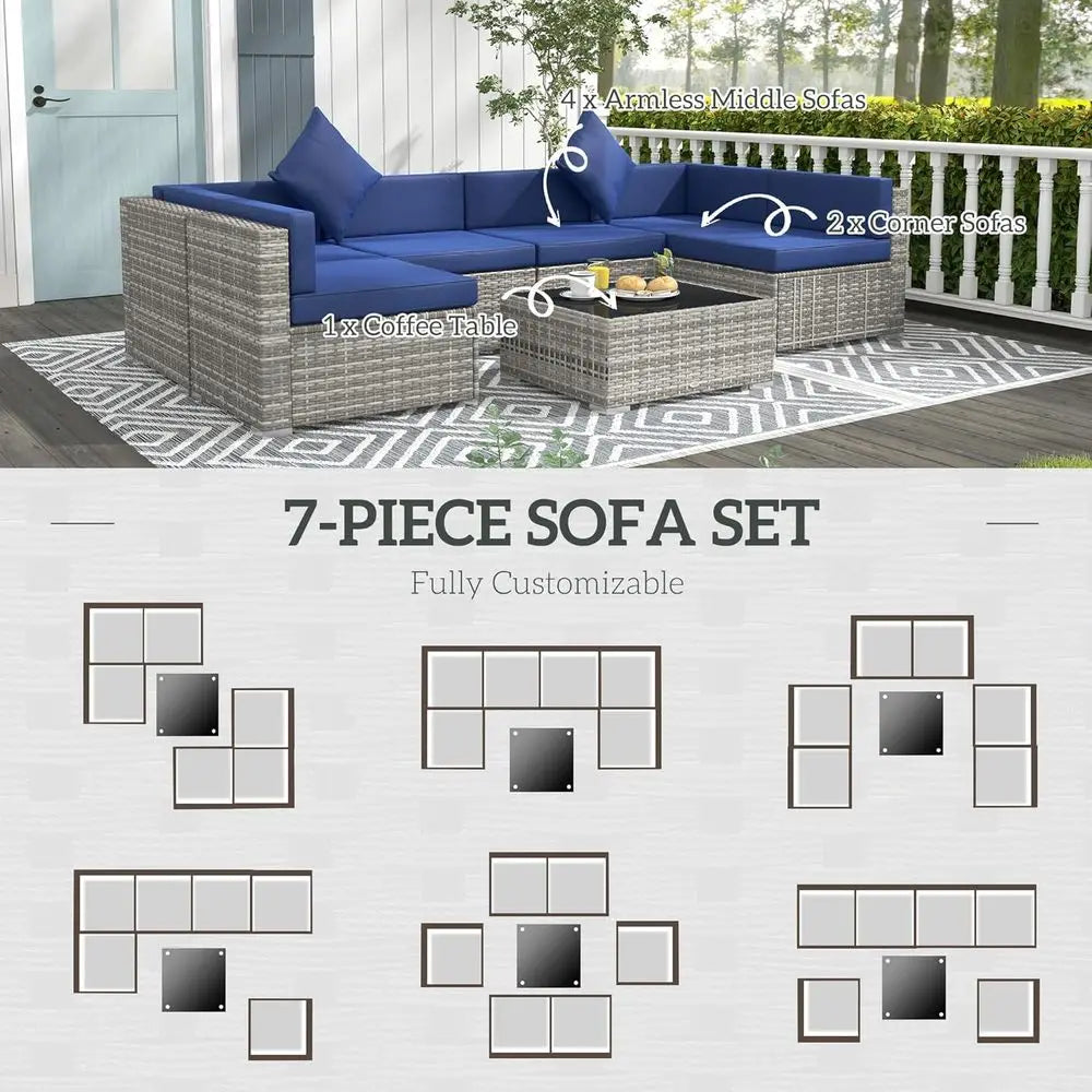 7-Piece Outdoor Wicker Sofa Set