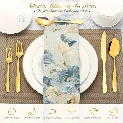 30/60-Piece Luxury Golden Flatware Set
