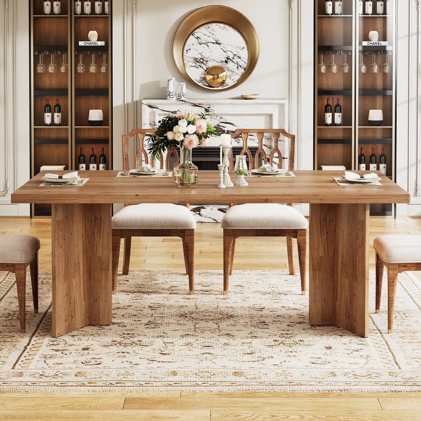 63-inch Farmhouse  Solid Wood Dining Table for 4-6