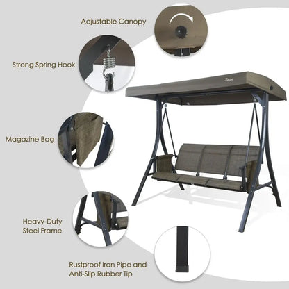 Brenda 3Seat Outdoor Porch Swing Glider