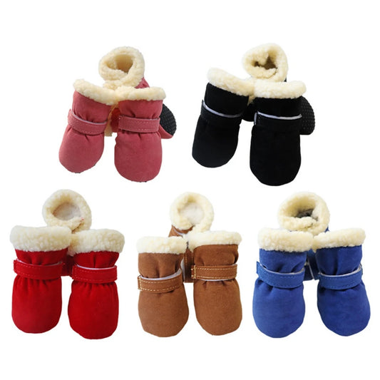 4pcs/set Plush Pet Dog Shoes