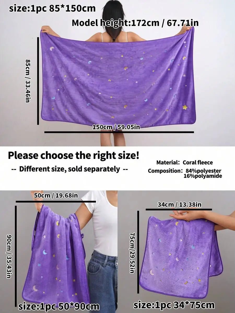 Purple Coral Fleece Towel Set