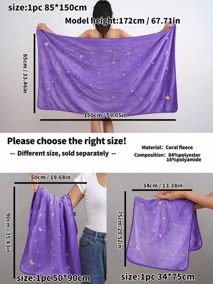 Purple Coral Fleece Towel Set