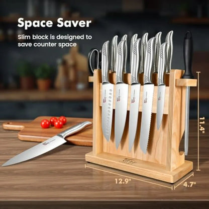 Japanese Knives Set Magnetic Block Stainless Steel