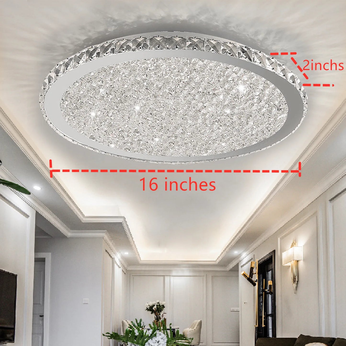 LOYALHEARTD 16" Modern Crystal Ceiling Light Pendant Lamp