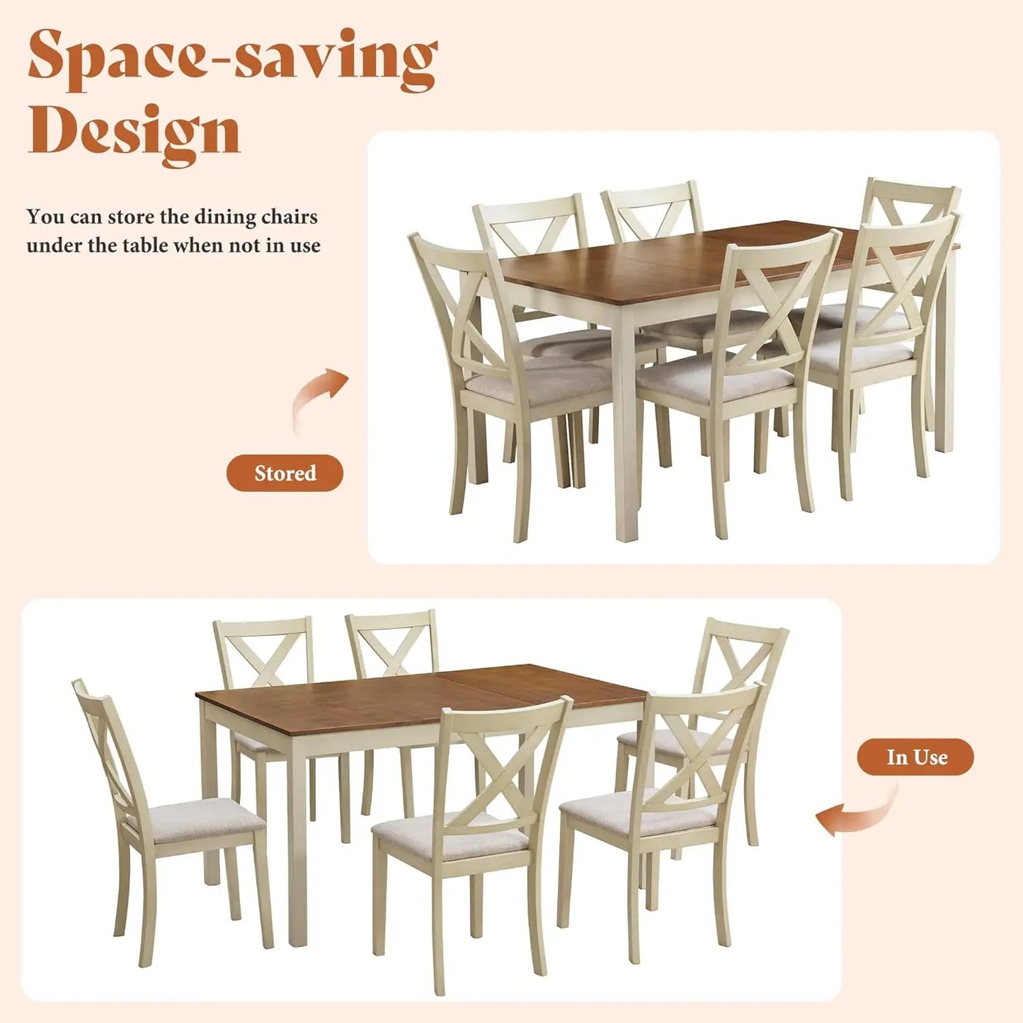 7-Piece Farmhouse Dining Table Set