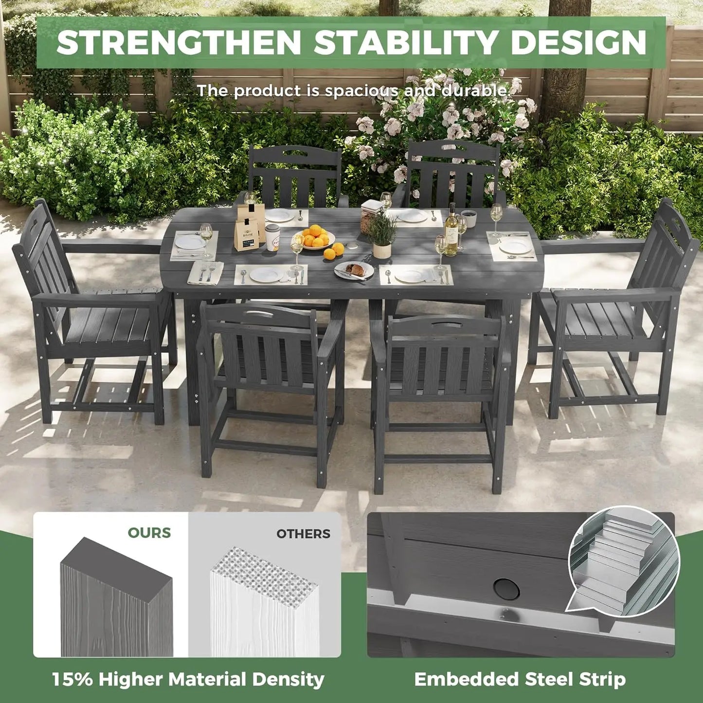 Outdoor Patio Dining Set Table & 6 Chairs