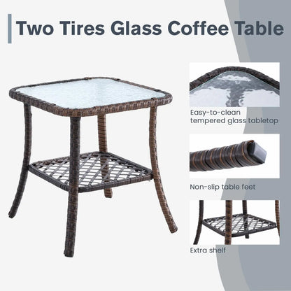 3 Pcs Patio Bistro Set with Table Set