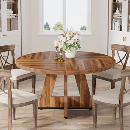 Farmhouse Round Dining Table for 4, 47 Inch