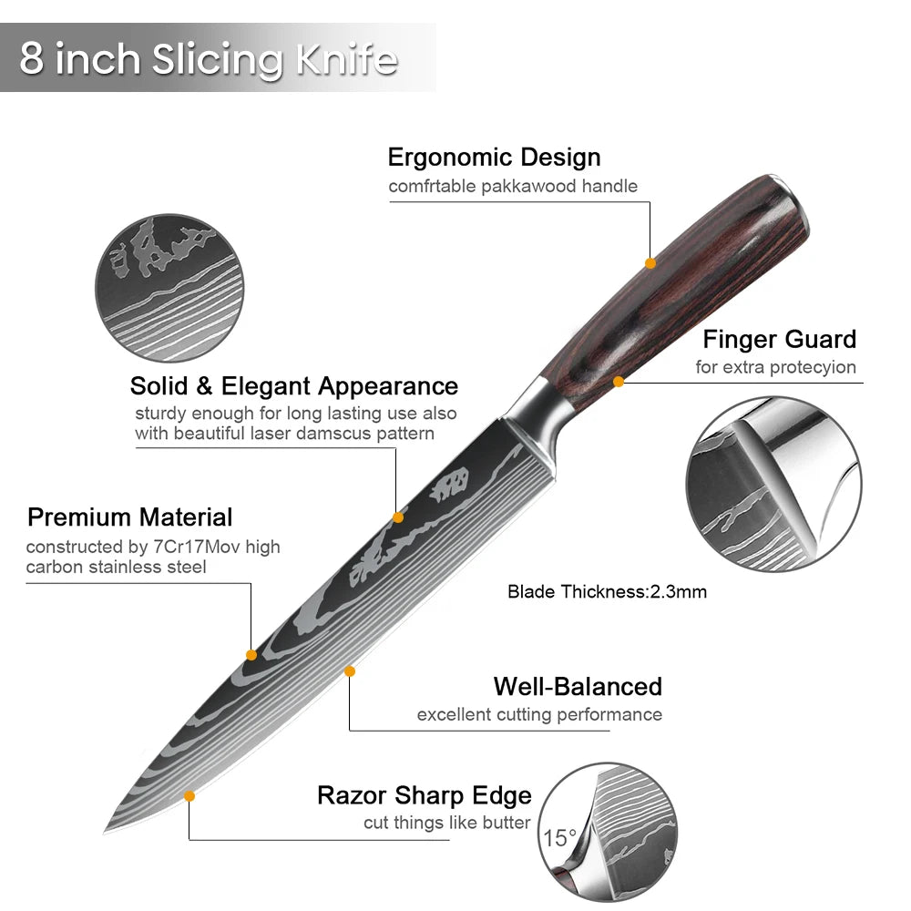 Japanese Knife German Stainless Steel 8 Inch