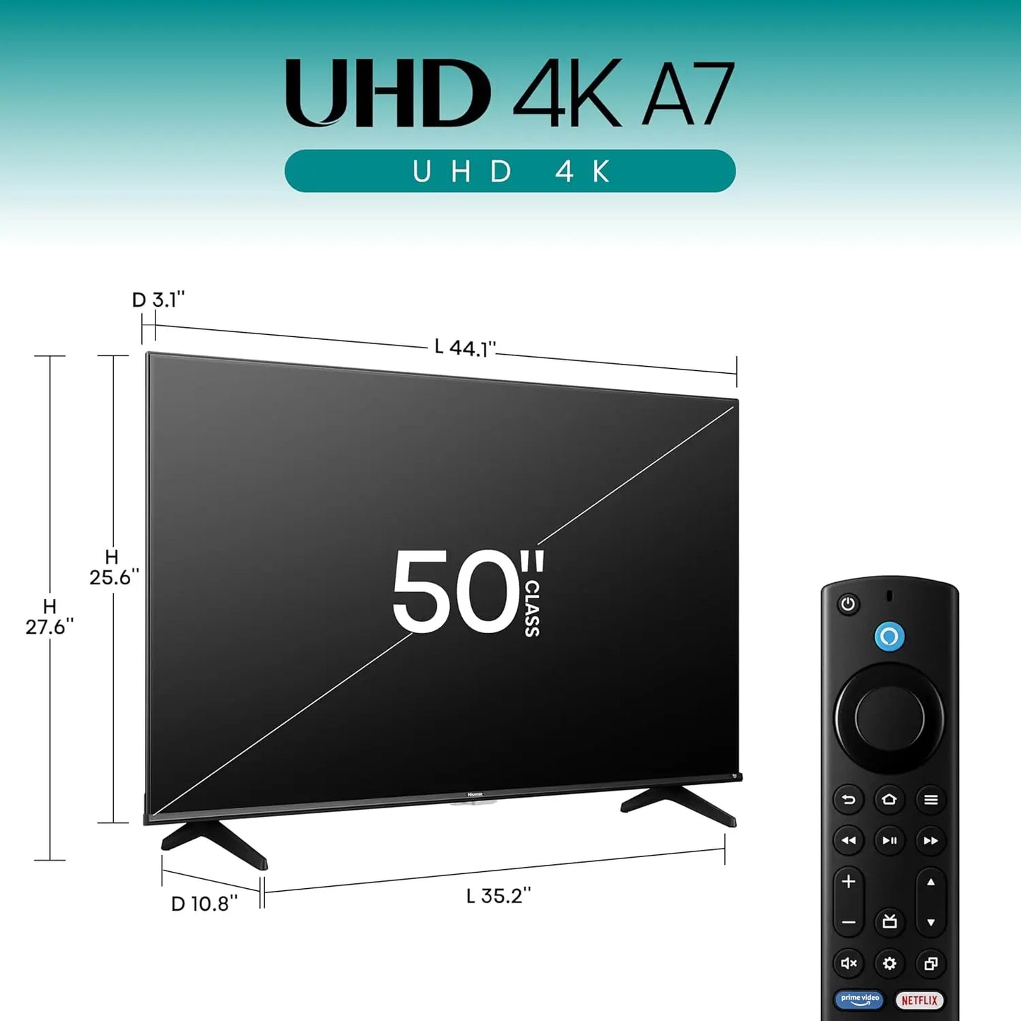 50" 4K UHD Smart TV with Alexa Voice Remote
