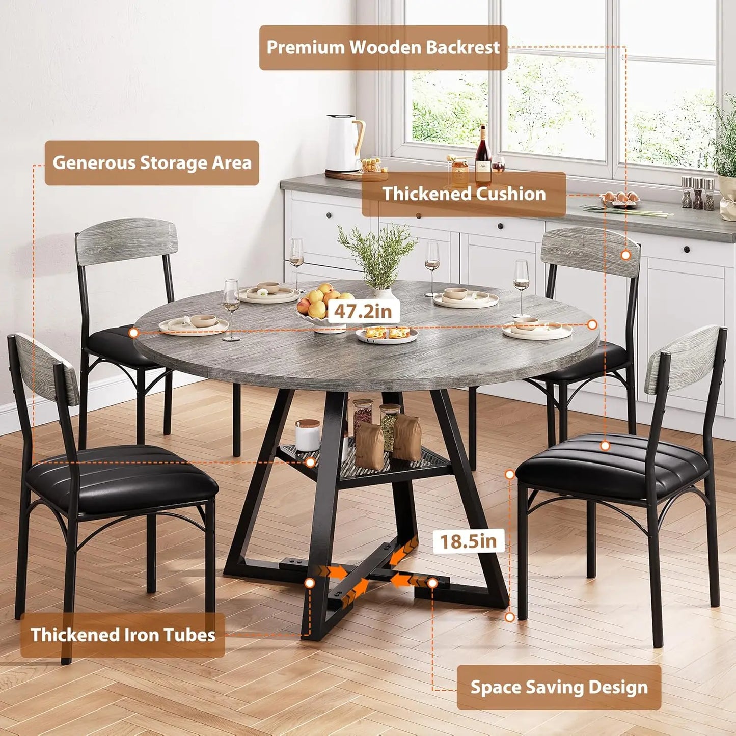 Round Dining Table Set for 4