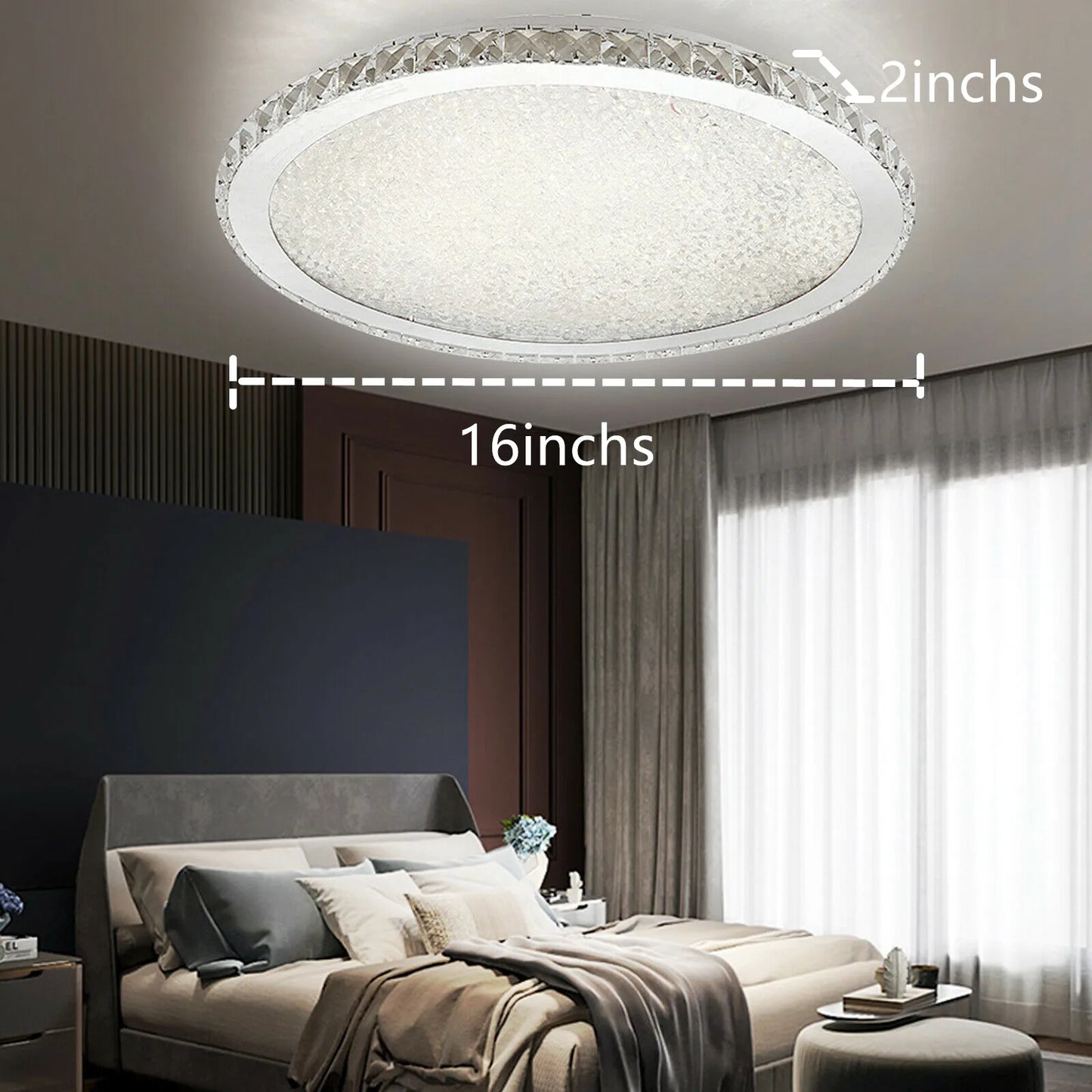 LOYALHEARTD 16" Modern Crystal Ceiling Light Pendant Lamp
