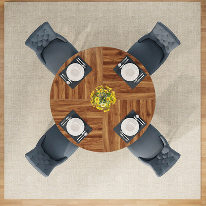 Farmhouse Round Dining Table for 4, 47 Inch