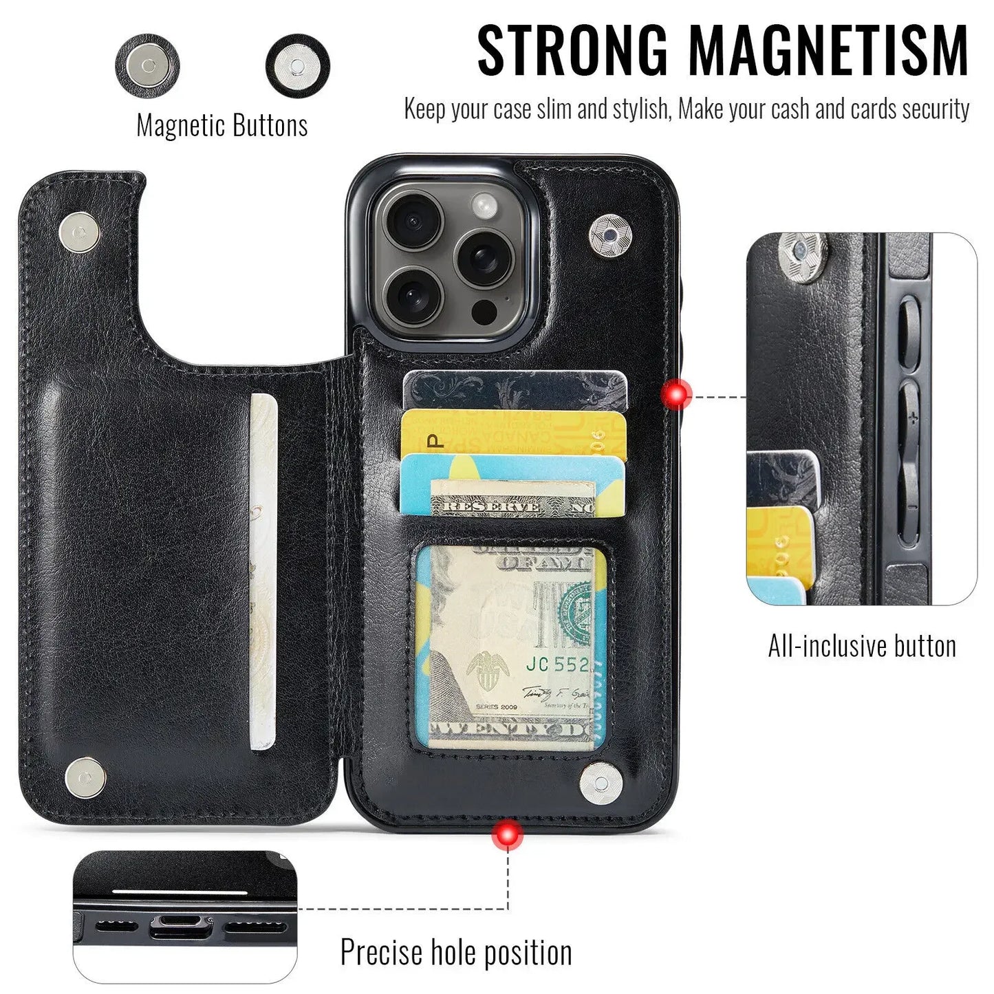 Leather Wallet Card Holder Case  iPhone  Pro Max