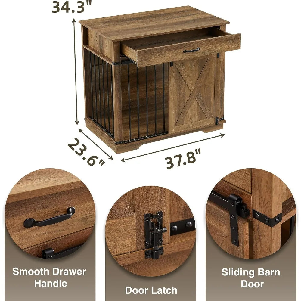Large Dog Crate Furniture With Sliding Door