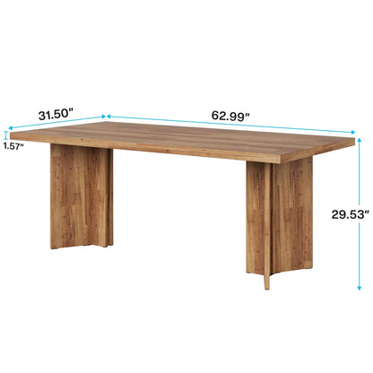 63-inch Farmhouse  Solid Wood Dining Table for 4-6