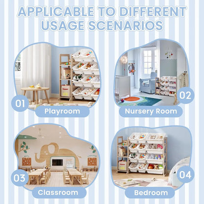 Kids Toy Storage Organizer with Bookshelf