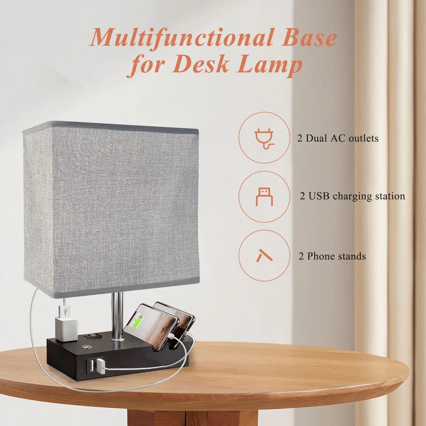 15.7" Bedside Table Lamp for Bedroom