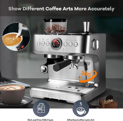 Espresso Latte Cappuccino Coffee Machines With Grinder