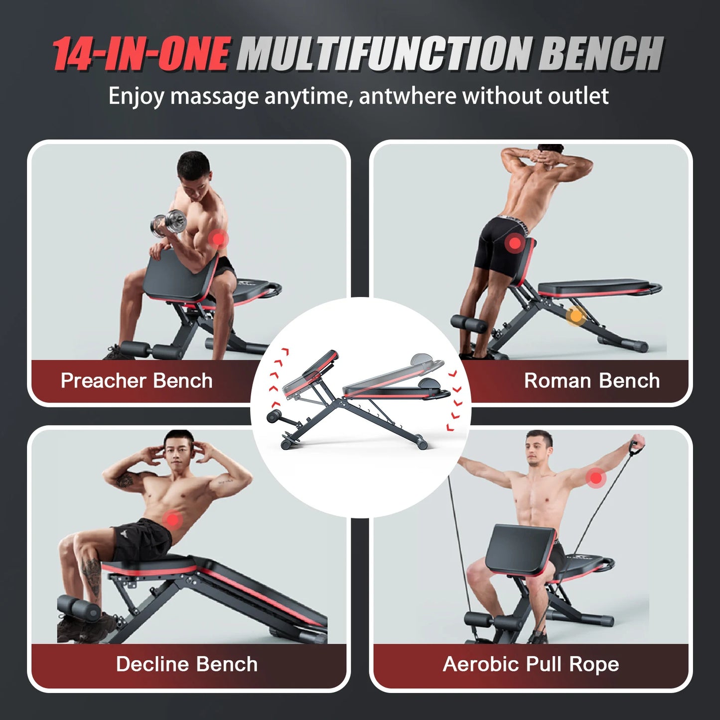 14-in-1 Foldable Dumbbell Bench