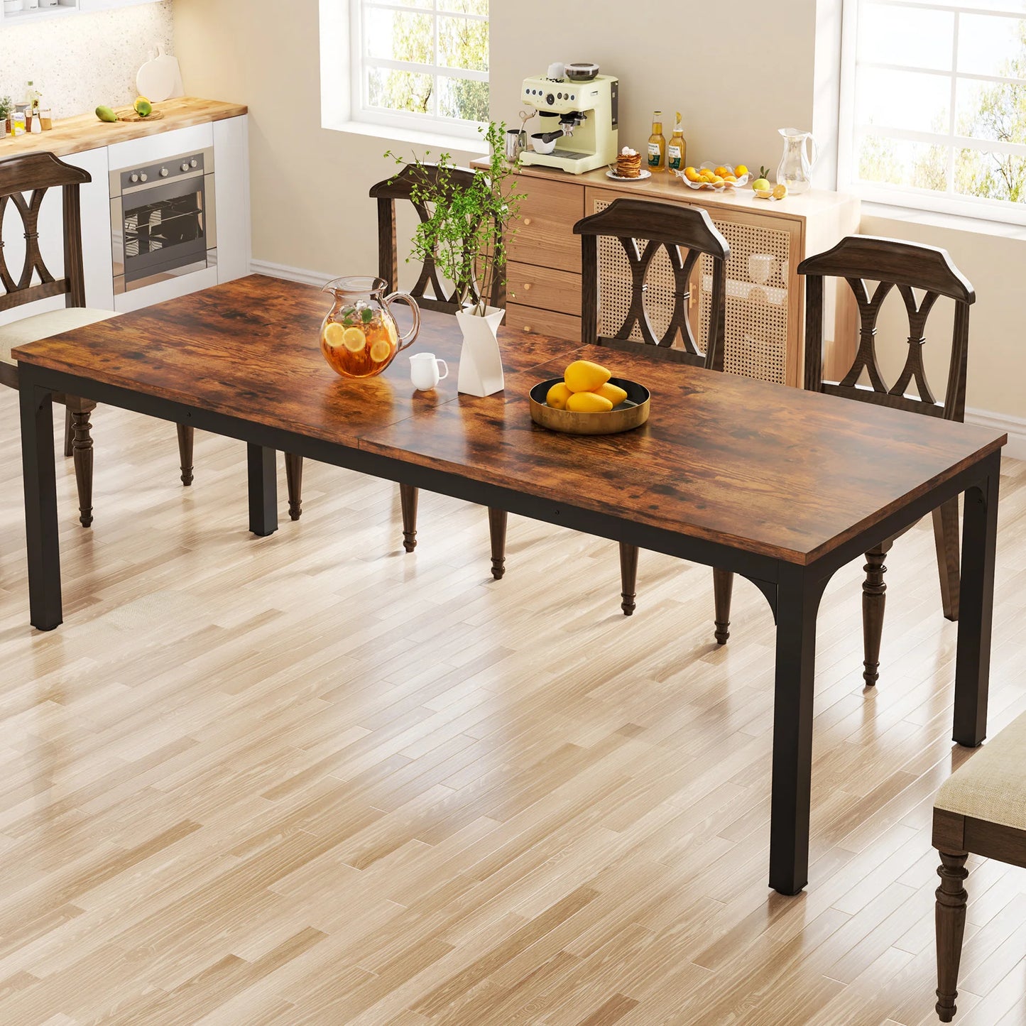 Rustic Wood Dining Table for 6-8 People