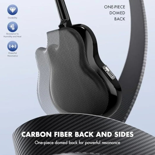 Acoustic Electric Guitar Kit - 41 Carbon Fiber Adult Beginner Set with Bag and Strap, Built-In Pickup, Rich Resonance Warm Tone
