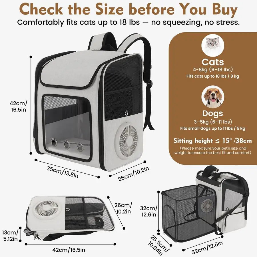 Backpack Carrier with Builtin Cooling Fan/Heating Pad