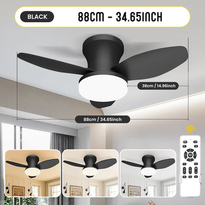 Three Leaf Ceiling Fan with Light & Remote Control