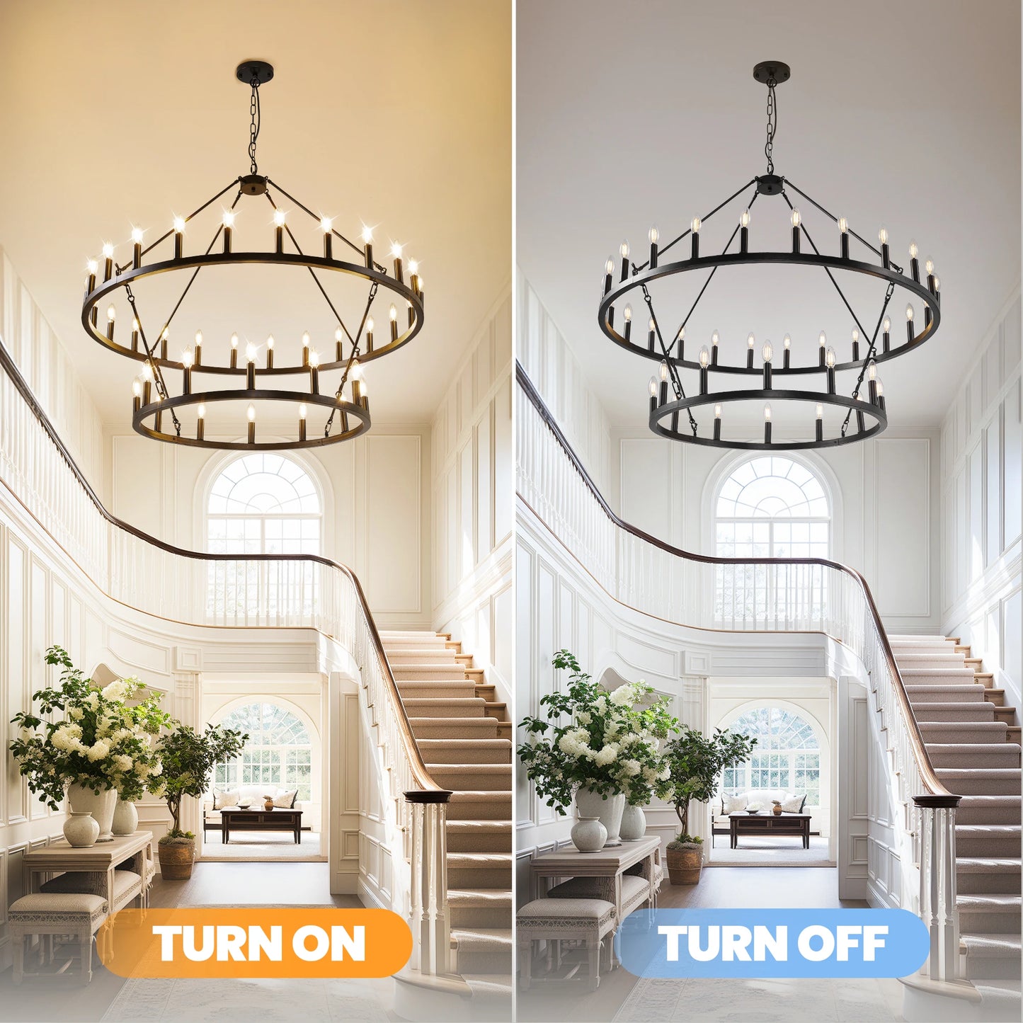 47'' Extra Large Wagon Wheel Chandelier