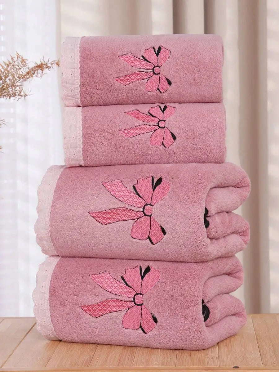 Purple Coral Fleece Towel Set