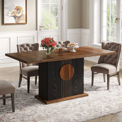 55" Farmhouse Wood Rectangular Dining Table