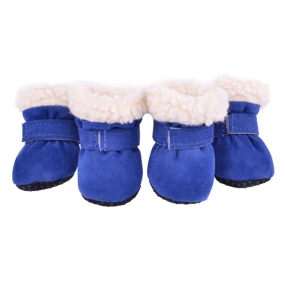 4pcs/set Plush Pet Dog Shoes