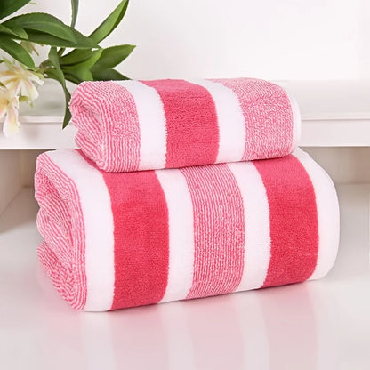 2-Pack Striped Microfiber Bath Towel Set
