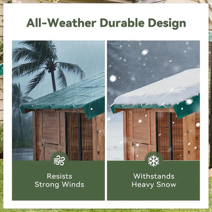 Large Outdoor Wooden Dog House with Roof, Rear Door, Secure Lock & Built-in Storage for Medium to Large Dogs