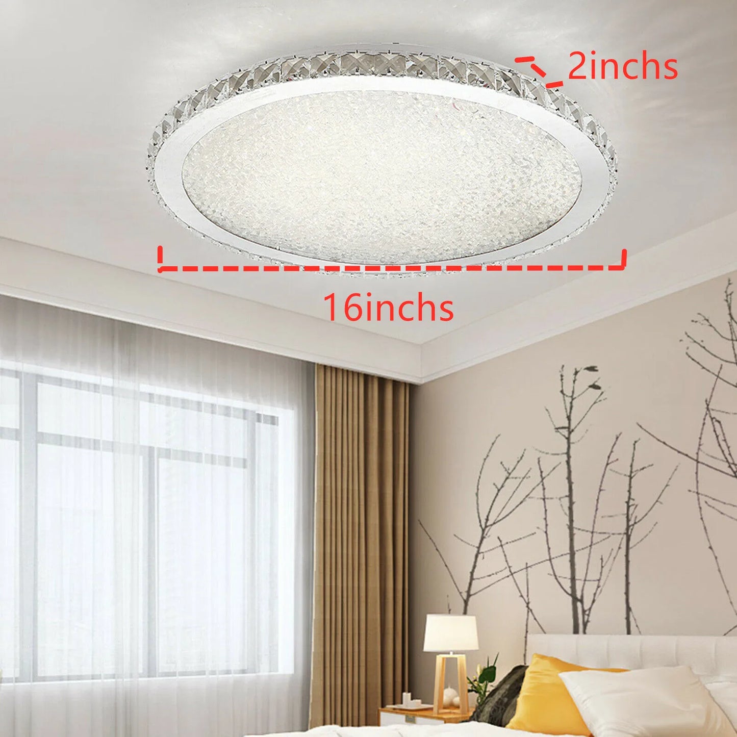 LOYALHEARTD 16" Modern Crystal Ceiling Light Pendant Lamp