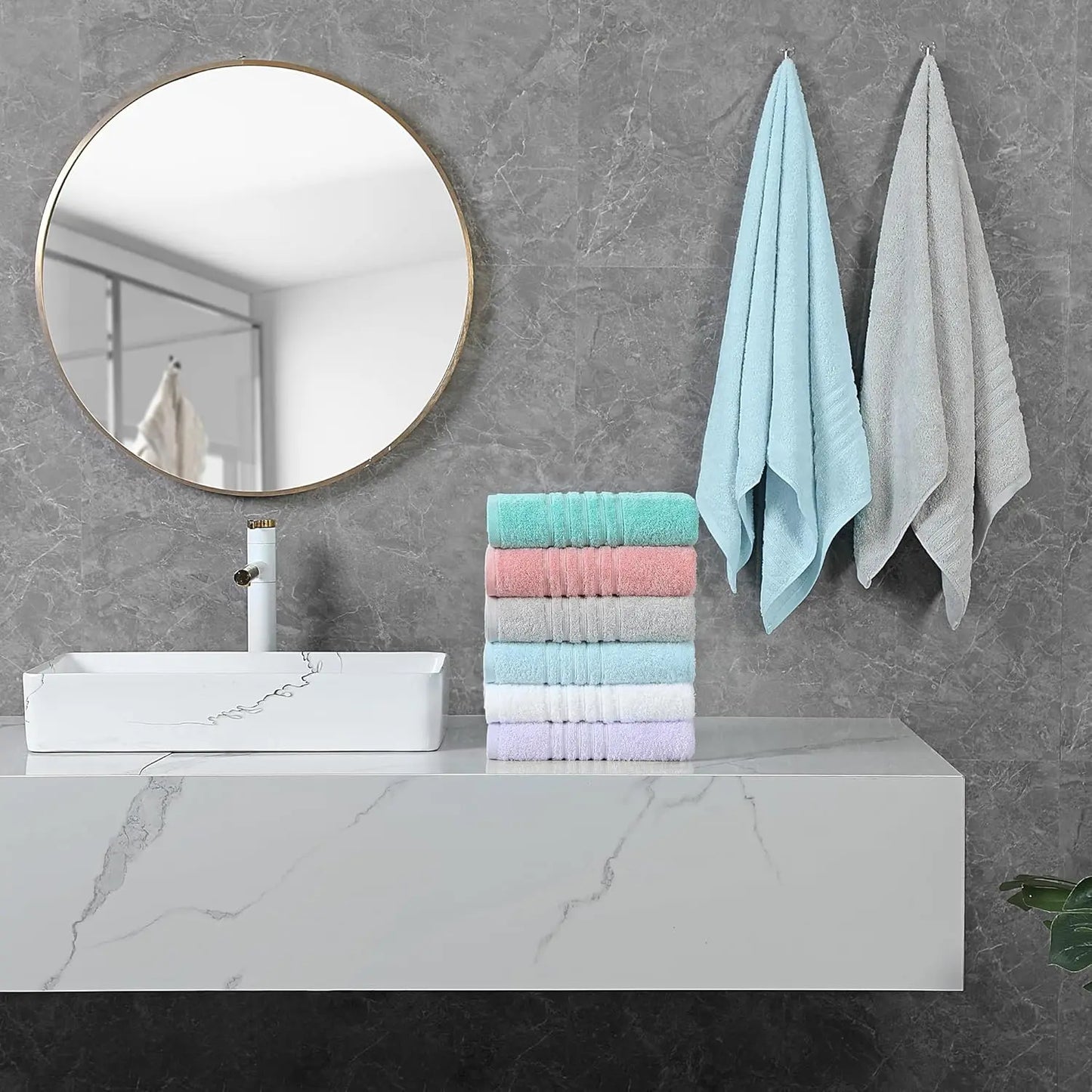 6-Pack 100% Cotton Bath Towels, 24x48 Inches