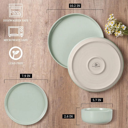 Stoneware Dinnerware Set Speckled Asparagus Green