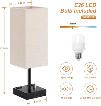 Fully Dimmable Nightstand Lamps Set of 2