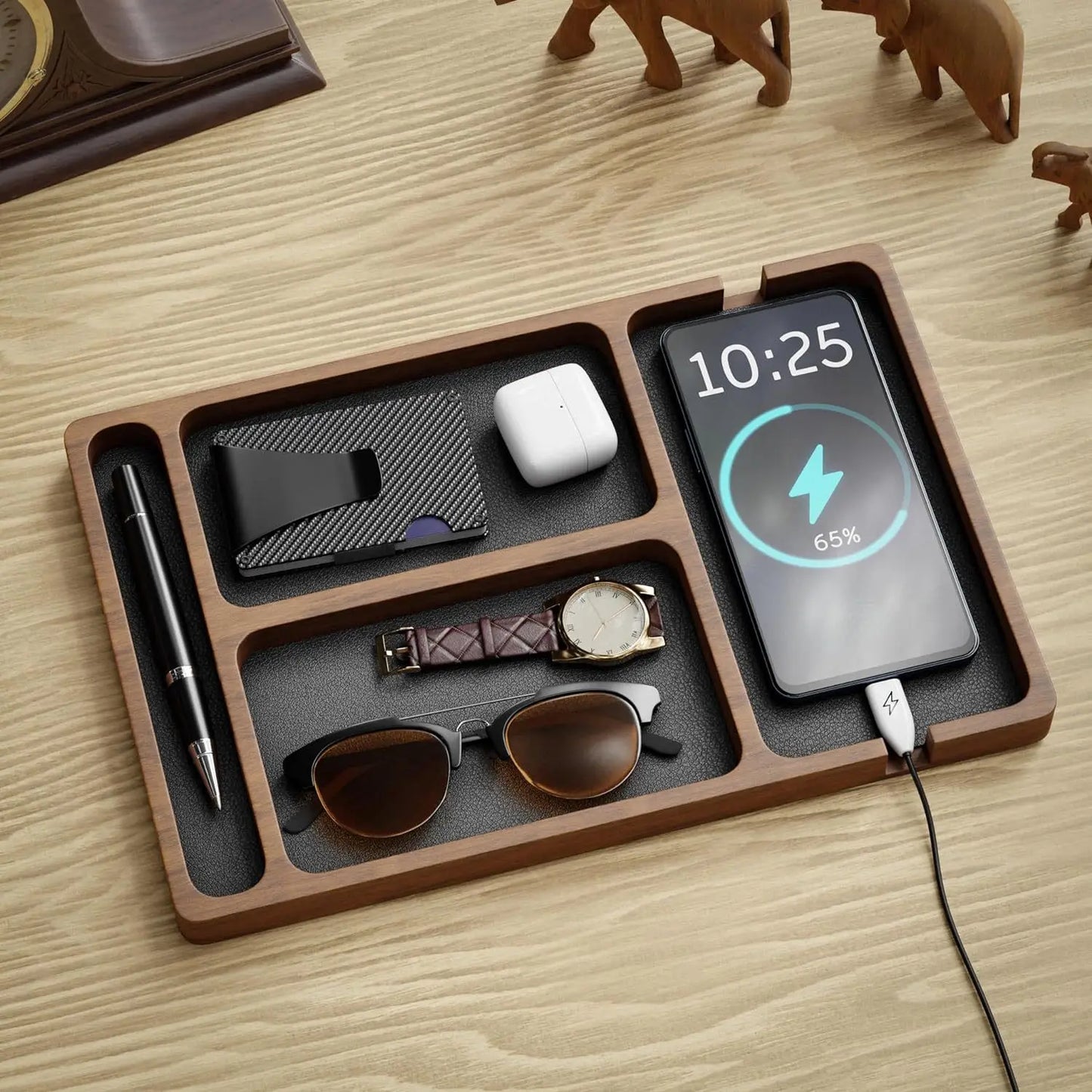 Wooden Office Desktop Storage Box