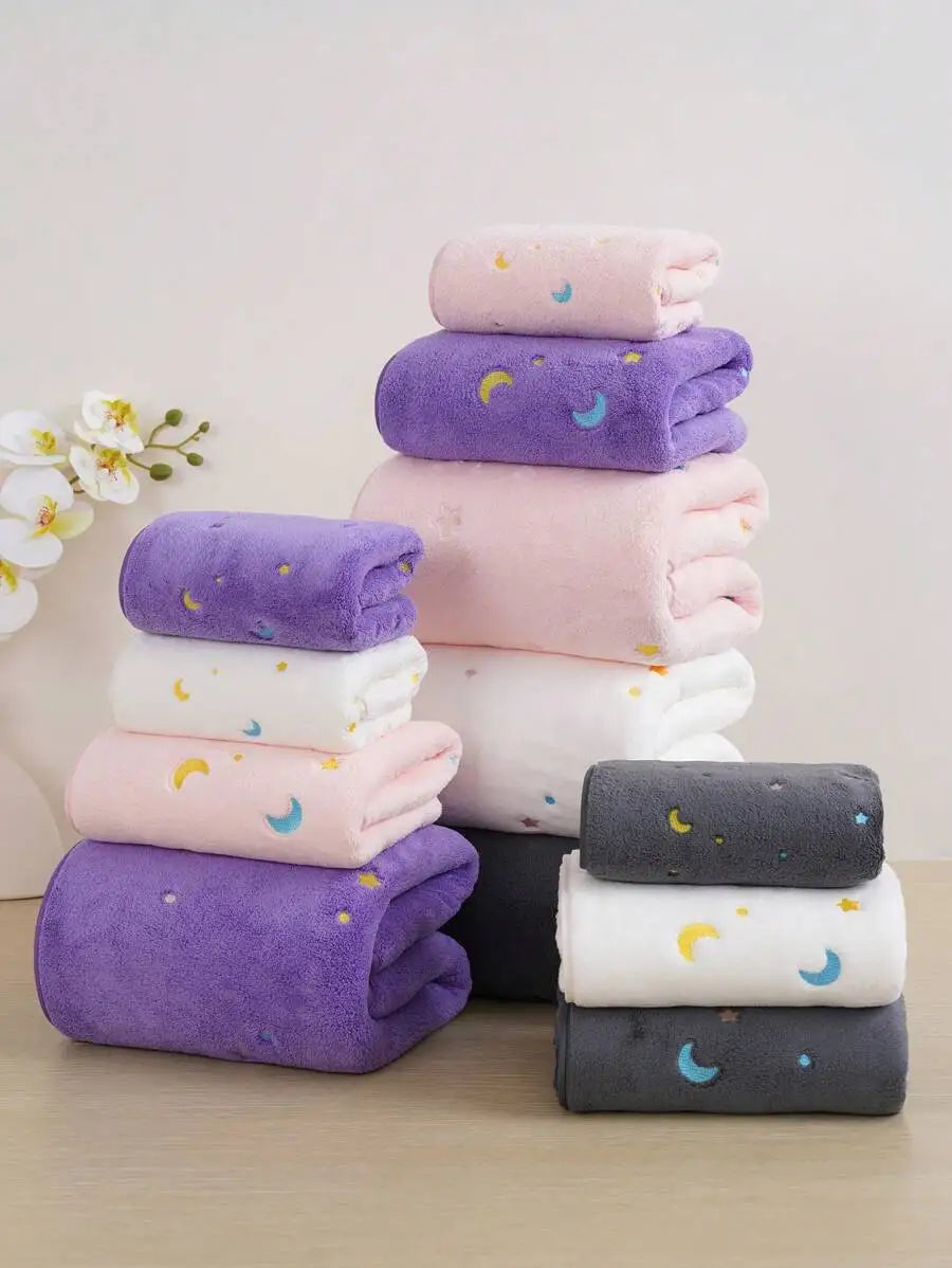 Purple Coral Fleece Towel Set