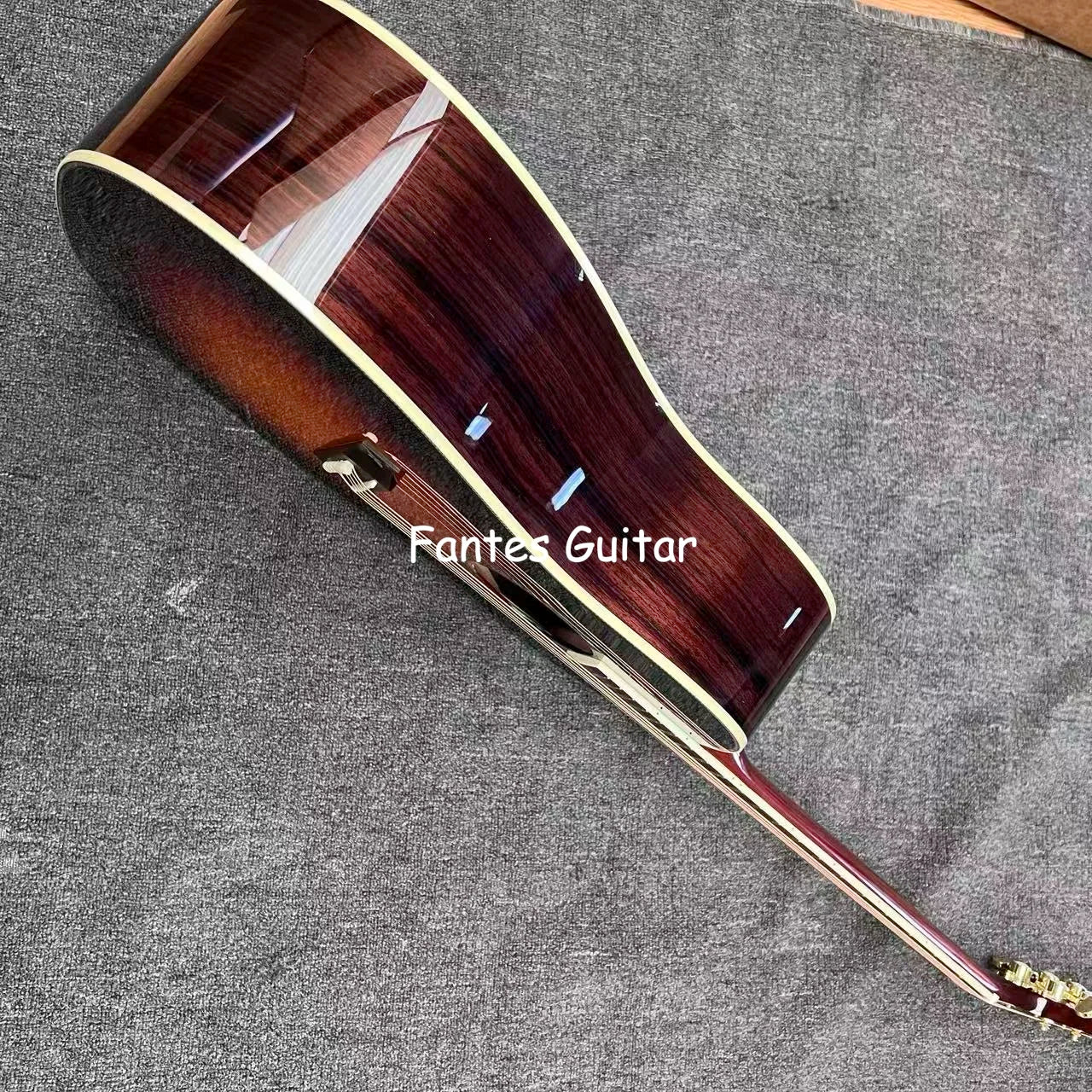 Custom Sunburst 41 Inch J-45s Herringbone Binding Acoustic Guitar Solid Spruce Top SOLID Back Side