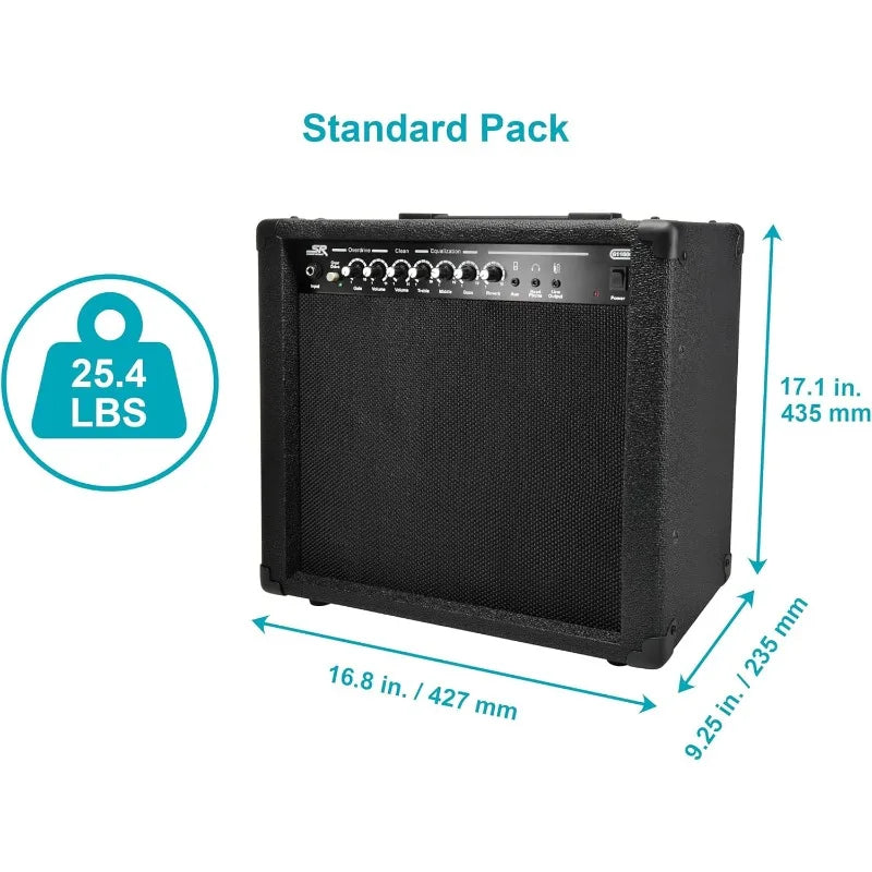 Monoprice 1x10 Guitar Combo Amplifier - Black, 40-Watt, Spring Reverb, 10-Inch 4-Ohm Speaker, High & Low Inputs,Headphone Output